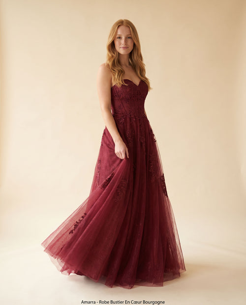 Amarra - Robe Bustier En Cœur Bourgogne - Bourgogne