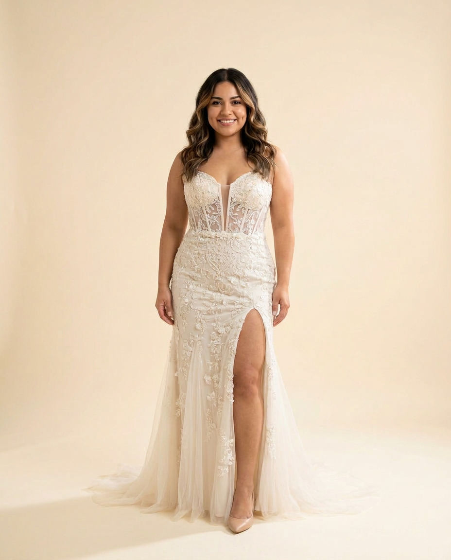 Robe Corset Avec Fente Ivoire Brillante