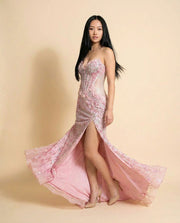 Robe Corset Perles Rose