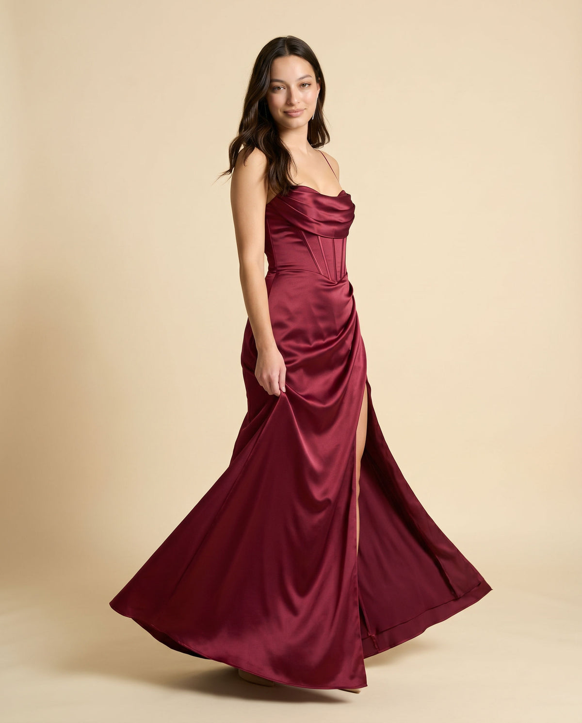 Robe Corset Satinée Bourgogne