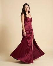 Robe Corset Satinée Bourgogne