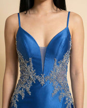 Robe Ajustee Bleu Vintage
