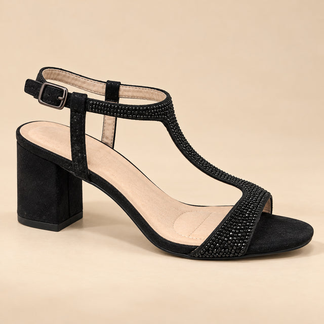 ALBA Sandales Noires Brillantes