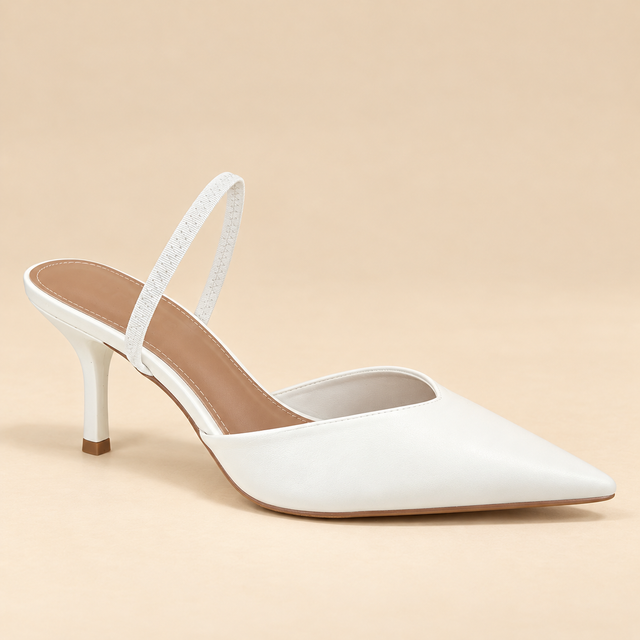 Charm Talon Haut Bout Pointu Blanc