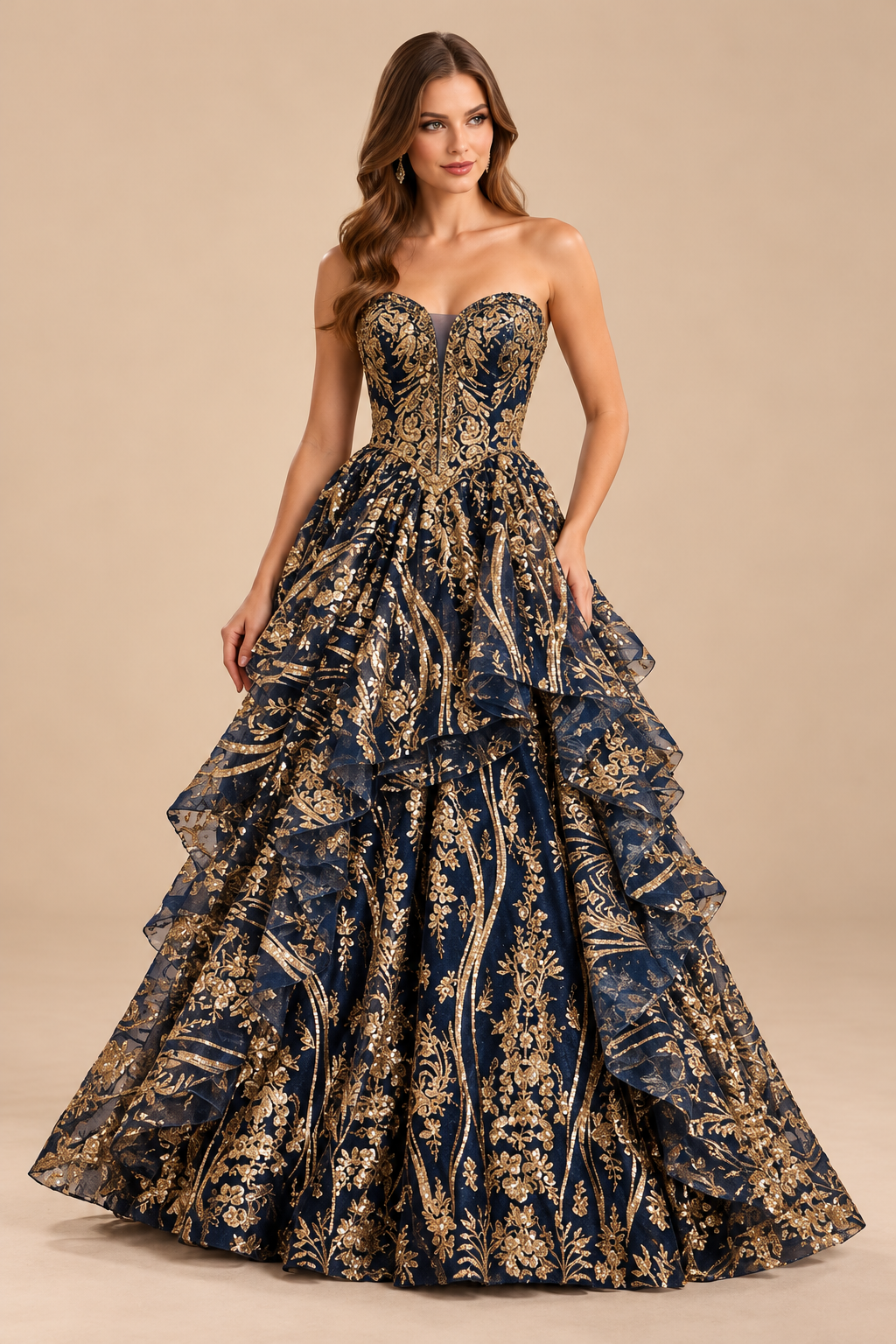 CL3006 Robe Navy/Gold
