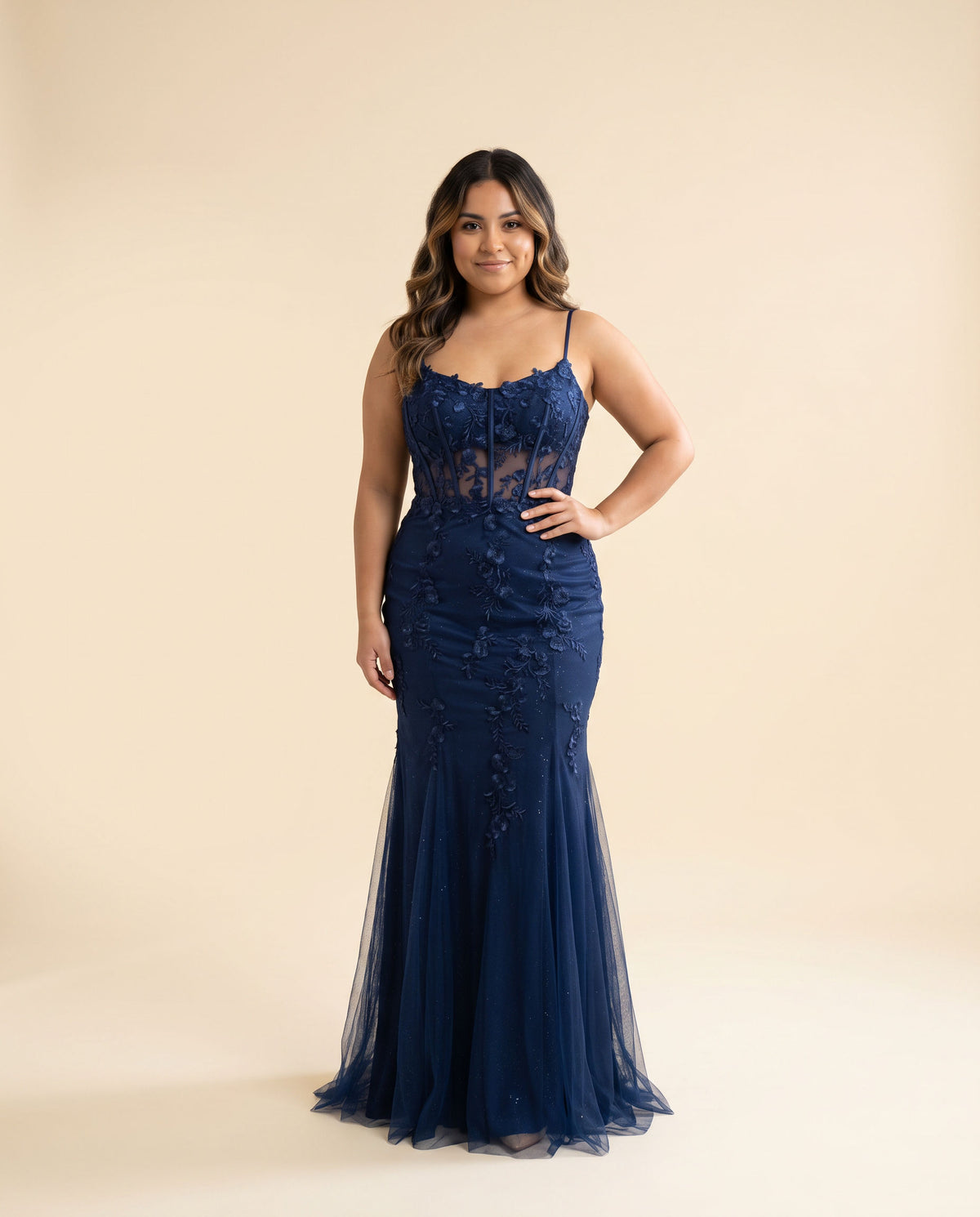 Robe À Broderies Marine