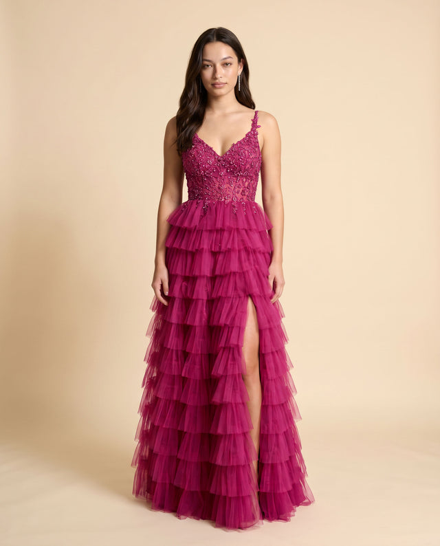 Robe Corset À Étages Magenta