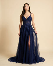 Robe Décolleté Avec Fente Royal