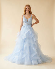 Robe À Étages Bleu Pâle