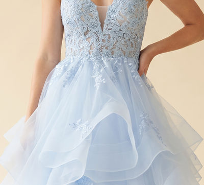 Robe À Étages Bleu Pâle