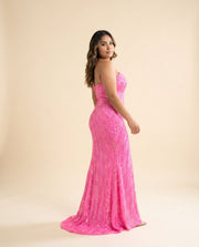 Robe Bustier Décolletée Rose Vif