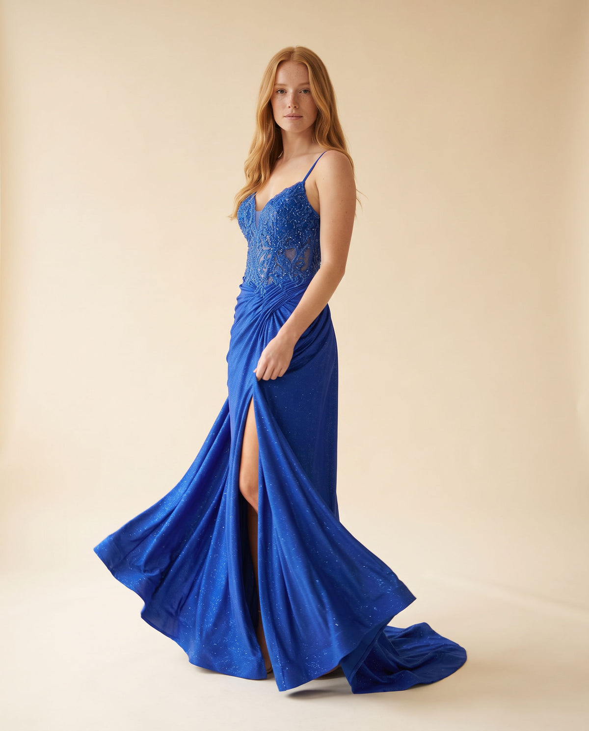 Robe Corset Ajustée Scintillante Royal