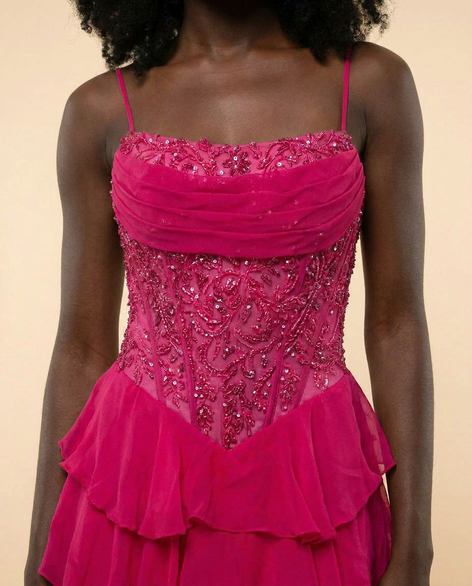 Robe à Volants Magenta