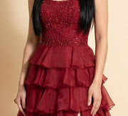 Robe Bustier Dos Lacé Rouge