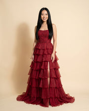 Robe Bustier Dos Lacé Rouge
