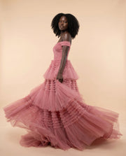 Misty Rose Avec Tulle À Étages- Médium