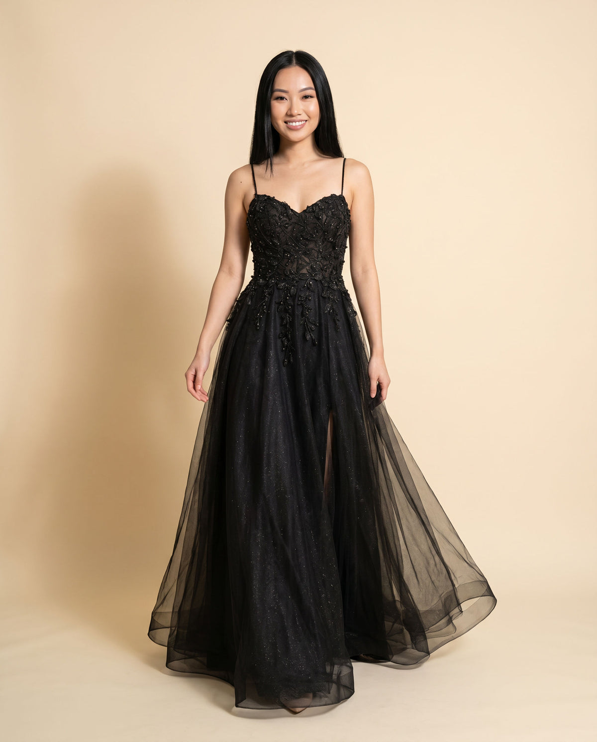 Robe En Tulle Brillante Noire