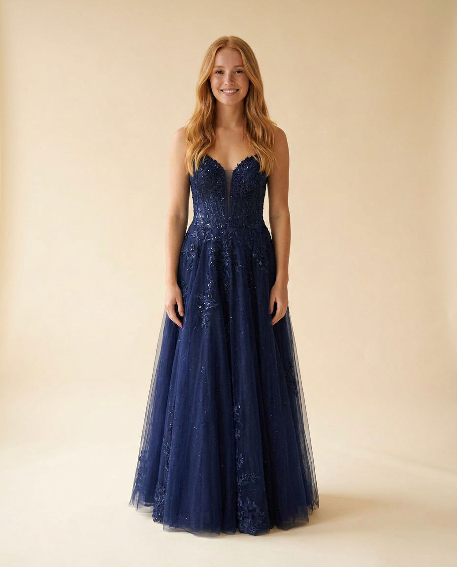 Robe en Dentelle Marine