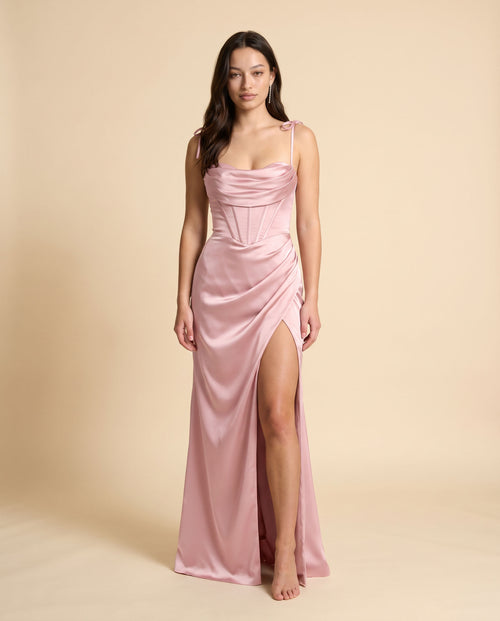 Ladivine - Robe Satinée Rose Poudré - Rose