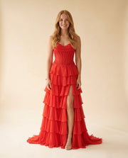 Robe à volants Rouge