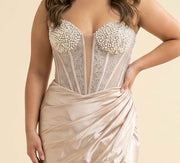 Robe À Corset Scintillant Nude