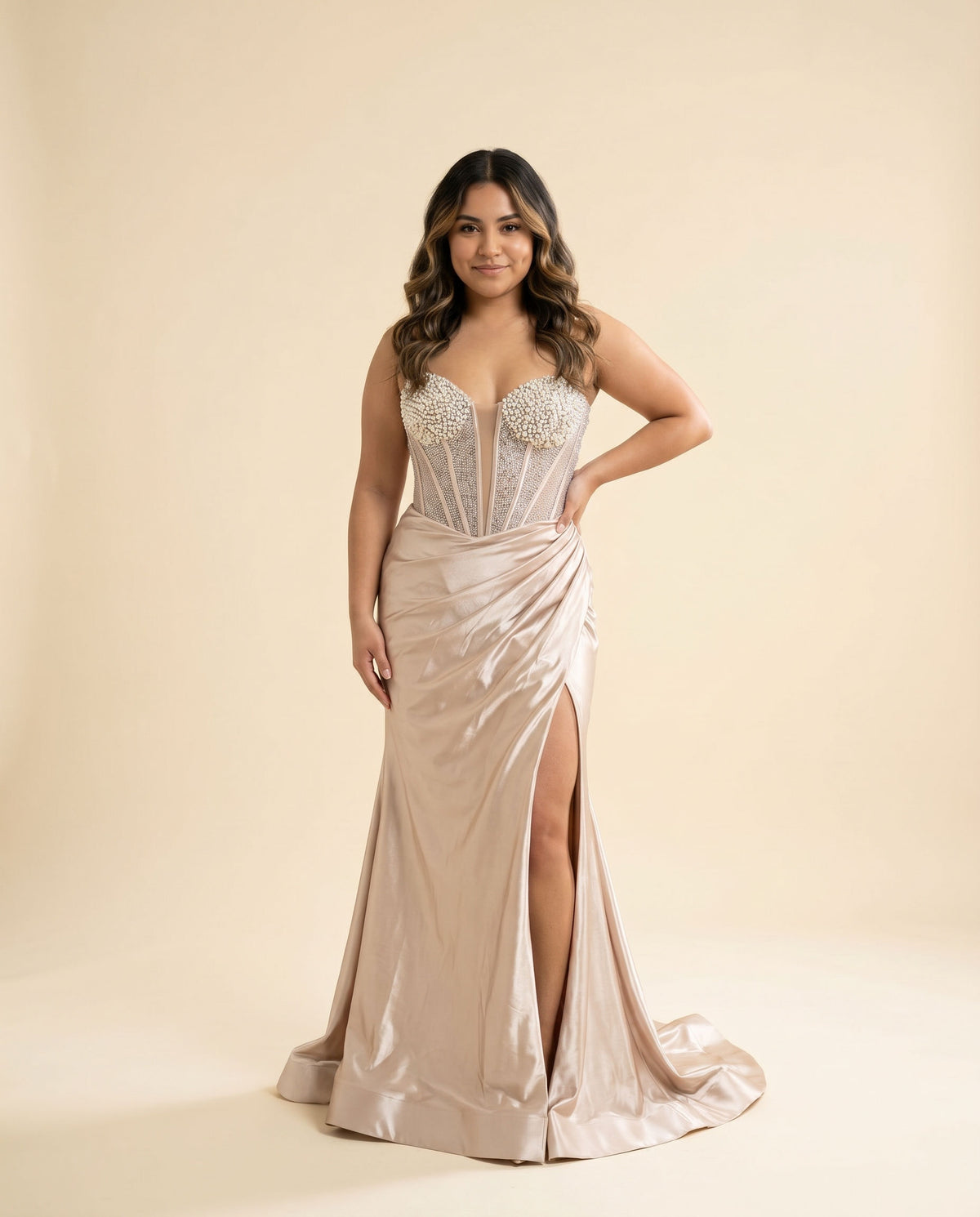 Robe À Corset Scintillant Nude