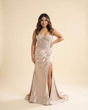 Robe À Corset Scintillant Nude