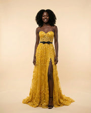 Robe Corset Scintillante Jaune