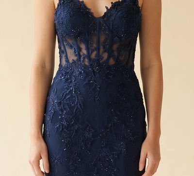 Robe Sirène À Corset Navy