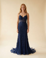 Robe Sirène À Corset Navy