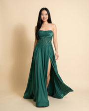Robe Corset Avec Fente Émeraude