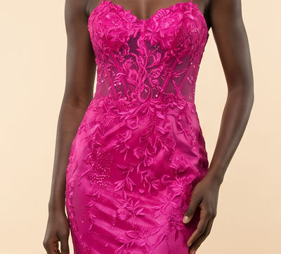 Robe À Broderies Fushia