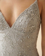 Robe Ajustée à Volants Argent