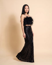 Robe 2 Pièces En Paillettes Noire