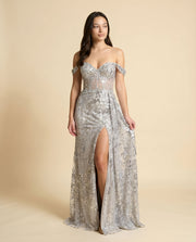 Robe Corset Ajustée Brillante Bleu Poudre