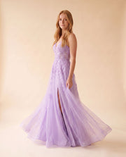 Robe Brodée Coupe En A Lilas