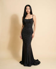 Robe Noire À Corset Scintillante