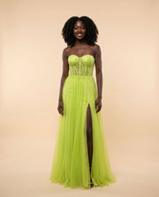 Robe En Chiffon Verte Lime