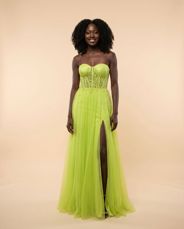 Robe En Chiffon Verte Lime