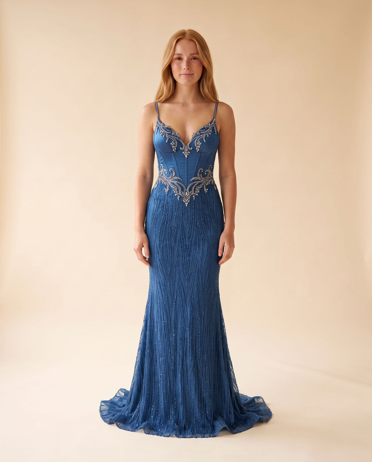 Robe Corset En Satin Bleu