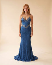 Robe Corset En Satin Bleu