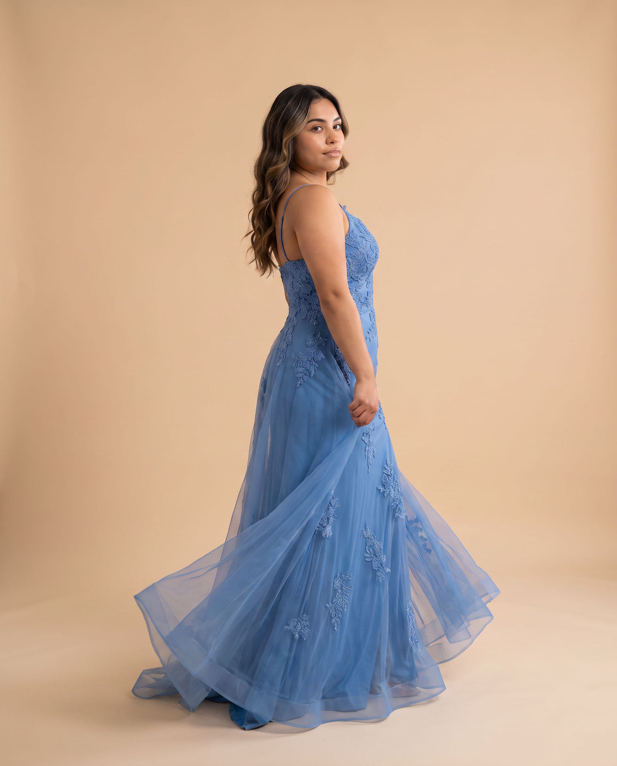 Robe Décolleté Avec Fente Bleu Pâle