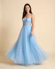 Robe Scintillante En Tulle Bleu