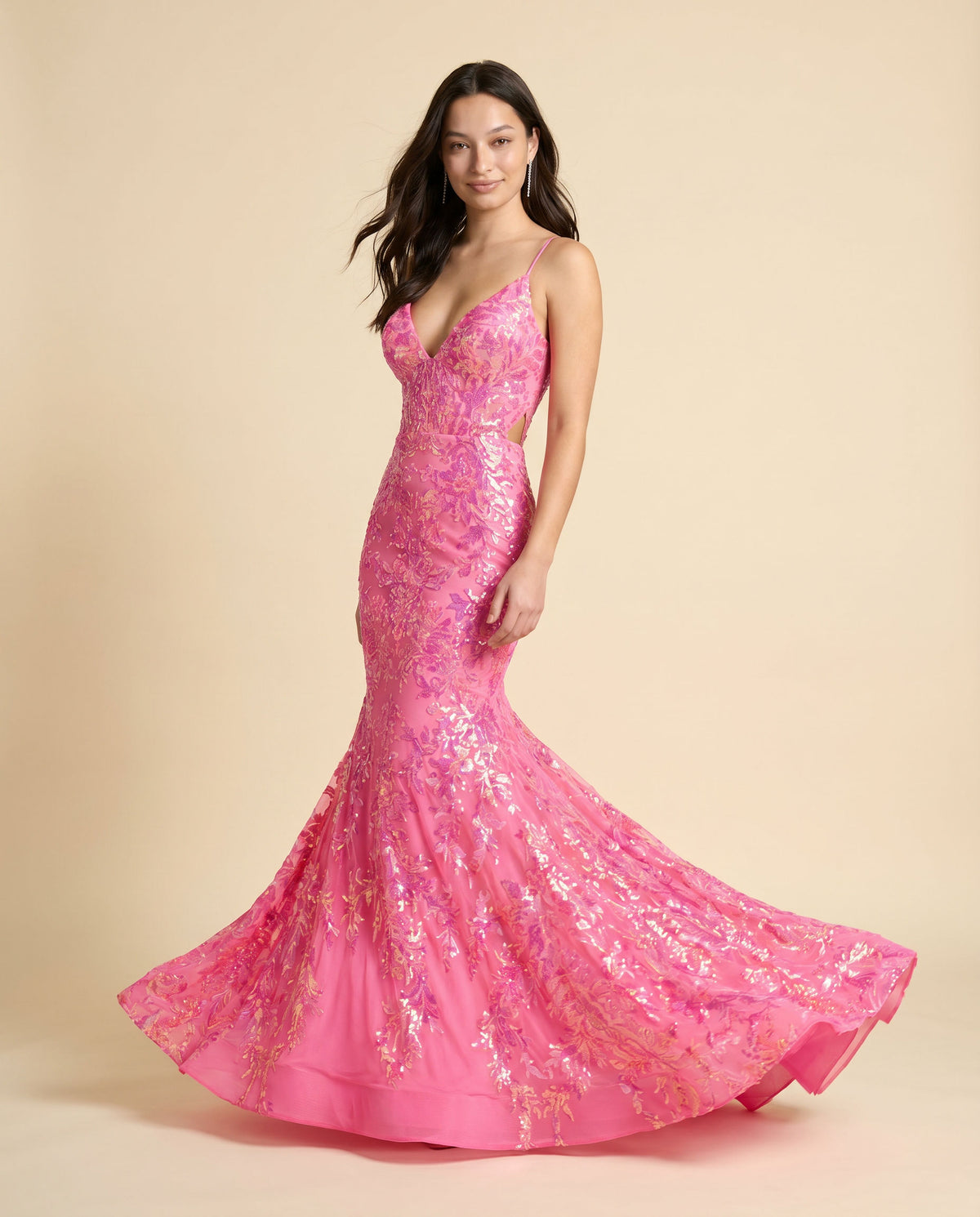 Robe À Dos Ouvert Rose Vif