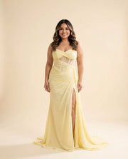 Robe En Chiffon Jaune Pâle