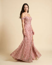 Robe Off-the-shoulder Rose Gold