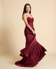 Robe En Satin Bourgogne
