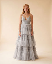 Robe En Tulle Avec Fente Argent