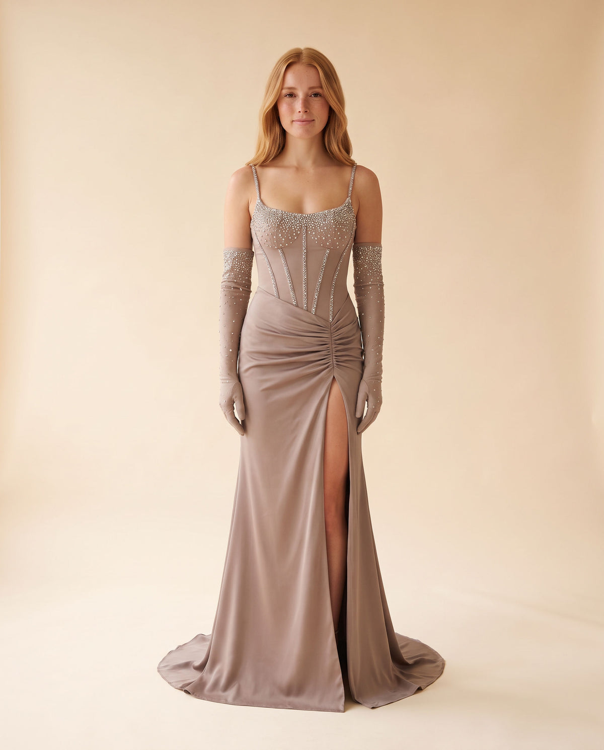 Robe Ajustée Corset Taupe