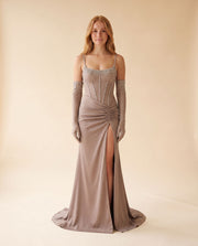 Robe Ajustée Corset Taupe